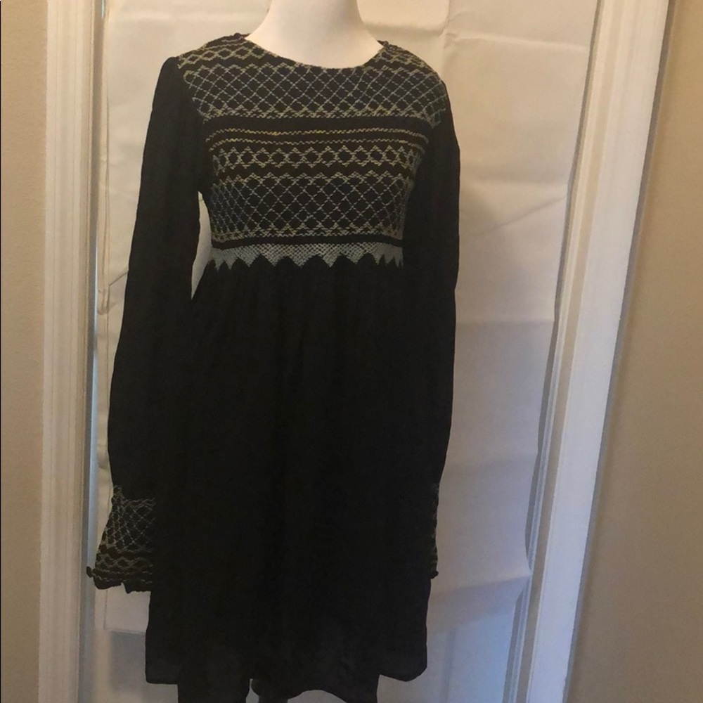 Free People Black Long Sleeved Dress